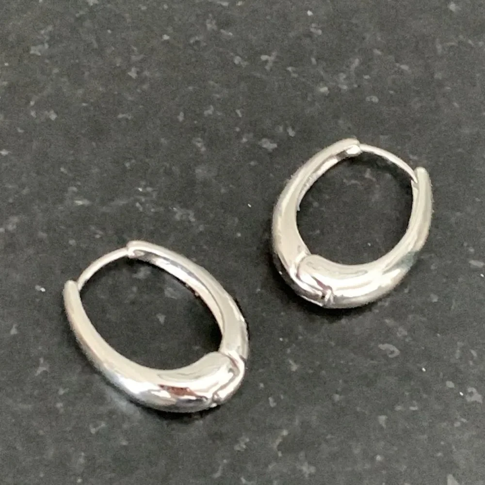 Halo Oval Hoop Earrings in Silver Tone- 1”’ Drop